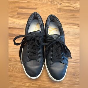 Sam Edelman Womens Ethyl Black Dali Nappa Leather Fashion Sneaker Size 6